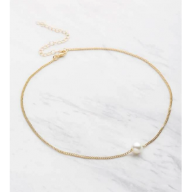 Collier chaine avec perles en argent et dore