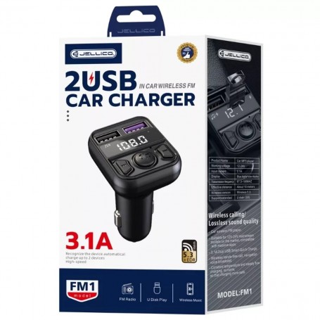 Chargeur de voiture USB, bluetooth et transmetteur FM Chargeur de voiture double USB avec FM sans fil