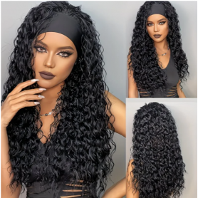 Perruque bandeau ondulée noire sans colle, densité, 26 pouces, 66,04 Cm / 1B ×10