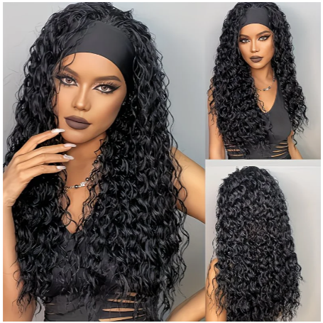 Perruque bandeau ondulée noire sans colle, densité, 26 pouces, 66,04 Cm / 1B ×10