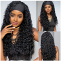 Bandeau Perruque Ondulée Noire Profonde de 60.96 cm pour Femmes, Cheveux Synthétiques Longs sans Colle