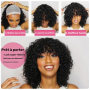 Perruque Ondulée TIMOPOL - Perruque Courte en Cheveux Humains de 25,4 cm pour Femmes, Densité 180%