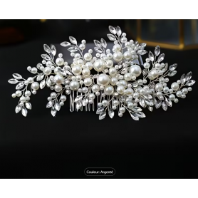Peigne à cheveux avec perles argenté
