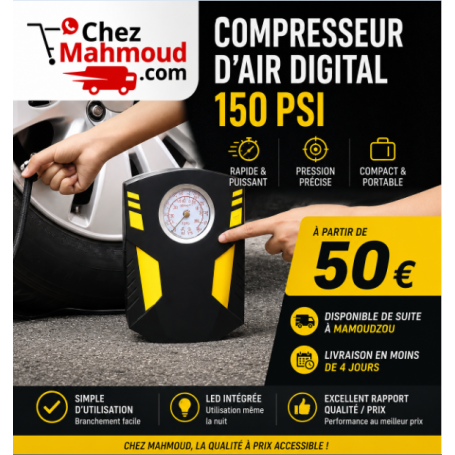 Compresseur d'air portable pour voiture + kit réparation pneus