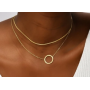 Collier en plaquage a l or 14K a breloque ronde (1)